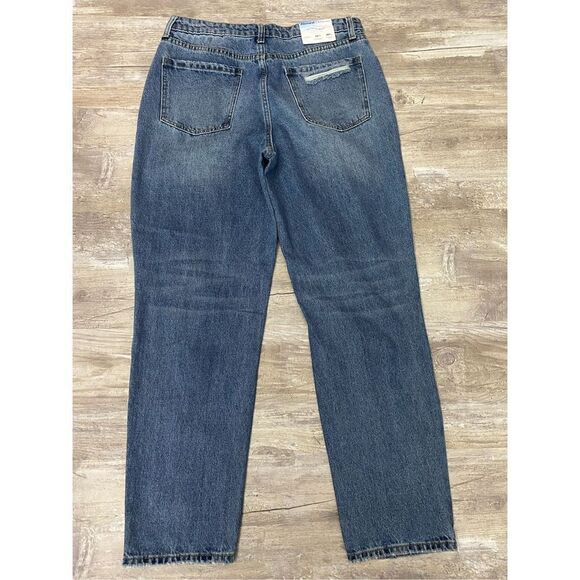 Abound Distressed High Rise Mom Jeans Denim Ankle Crop Women’s Sz 31 - Picture 5 of 7